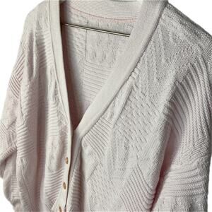 Vintage Pink Textured Pattern Crop Oversized Grandma Cardigan - Women's Size M